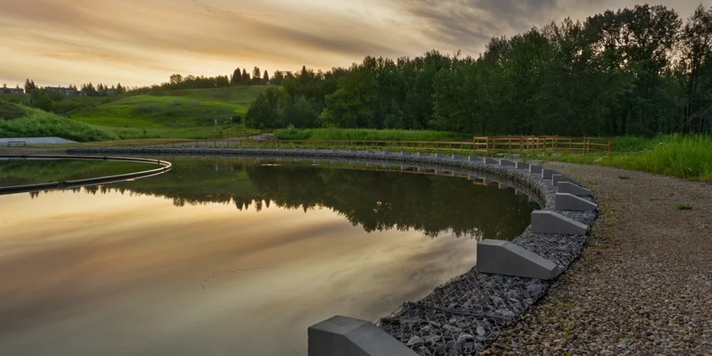 Nautilus pond gabion wall