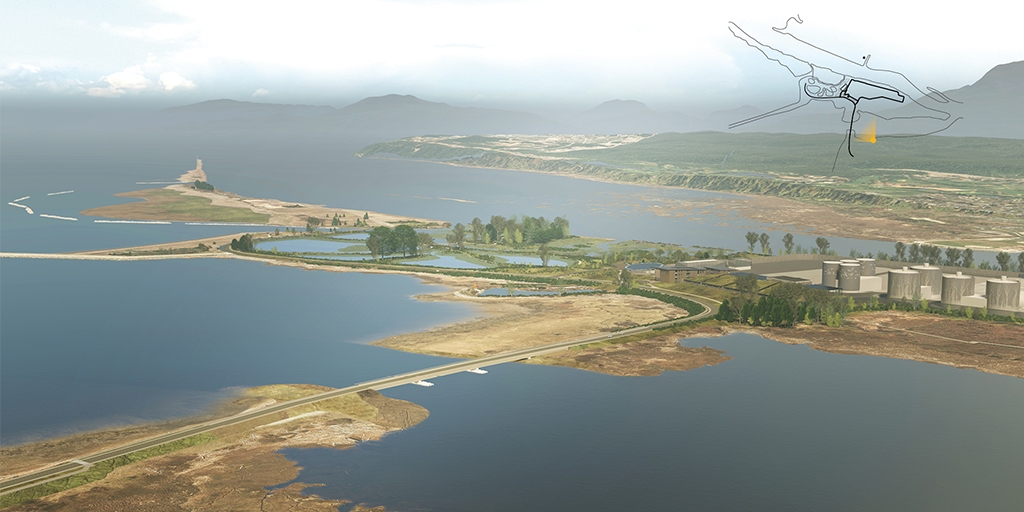 Elevated perspective view of Iona Island