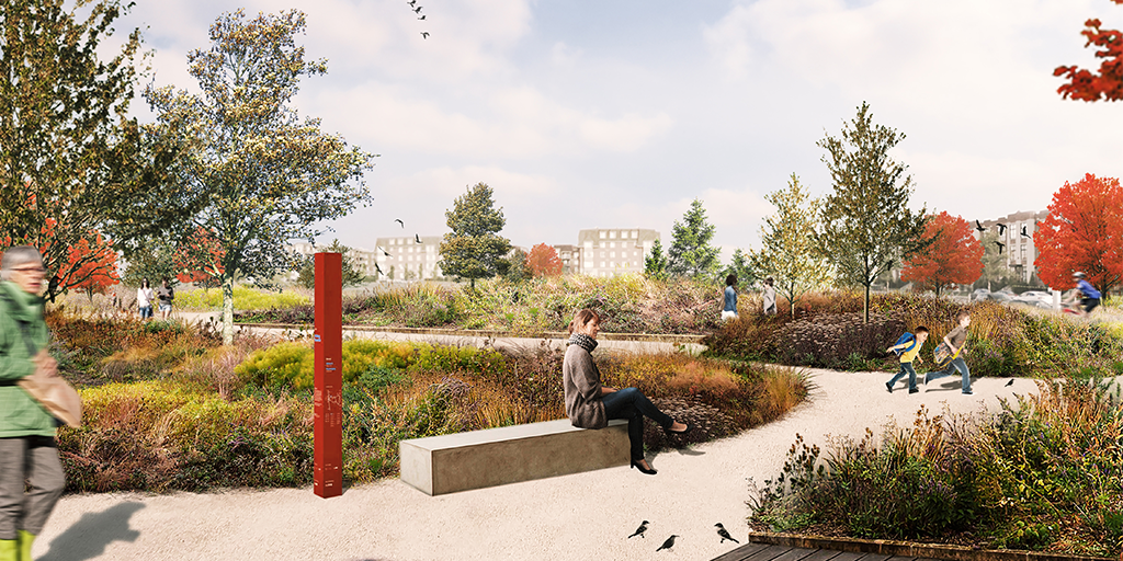 Saint Laurent Biodiversity Corridor - Philippe-Laheurte Park, Entrance off Cavendish, Perspective (Image: Project Team)