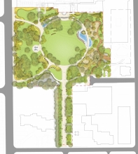 Grange Park transforms an existing underutilized urban open space into an a versatile and verdant neighbourhood park.