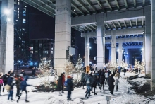 The iconic winter program of skating along the 220m long ice trail has proven to be a memorable public attraction.  Image Credit Sean Galbraith