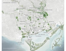 Map showing proposed initiatives for Transformative Idea 4: Park Districts