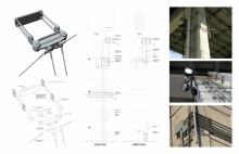 The bents (columns) offer structural suppoert for clamps, cables, power and lighting designed to facilitate programming.  Image Credit PUBLIC WORK