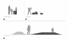 Initial drawing showing the family of objects designed for Escales découvertes