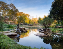 The expanded water feature creates a continuous meandering channel in the bowl of the garden which connects with the surrounding table lands, reinforcing the continuity in the experience.