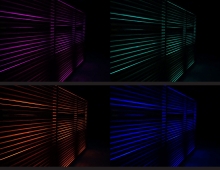 The wood lighting screen – in addition to a second screen at pool-side – incorporates a variable LED lighting source.