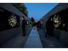 The Starry Walls with LED illuminated seasonal star charts help individuals connect with the night sky. The glowing stones in the paving mimic the stars emerging at dusk. During all Starry Night events, the plinth lights are changed to a green light to manage light pollution and improve telescope use.